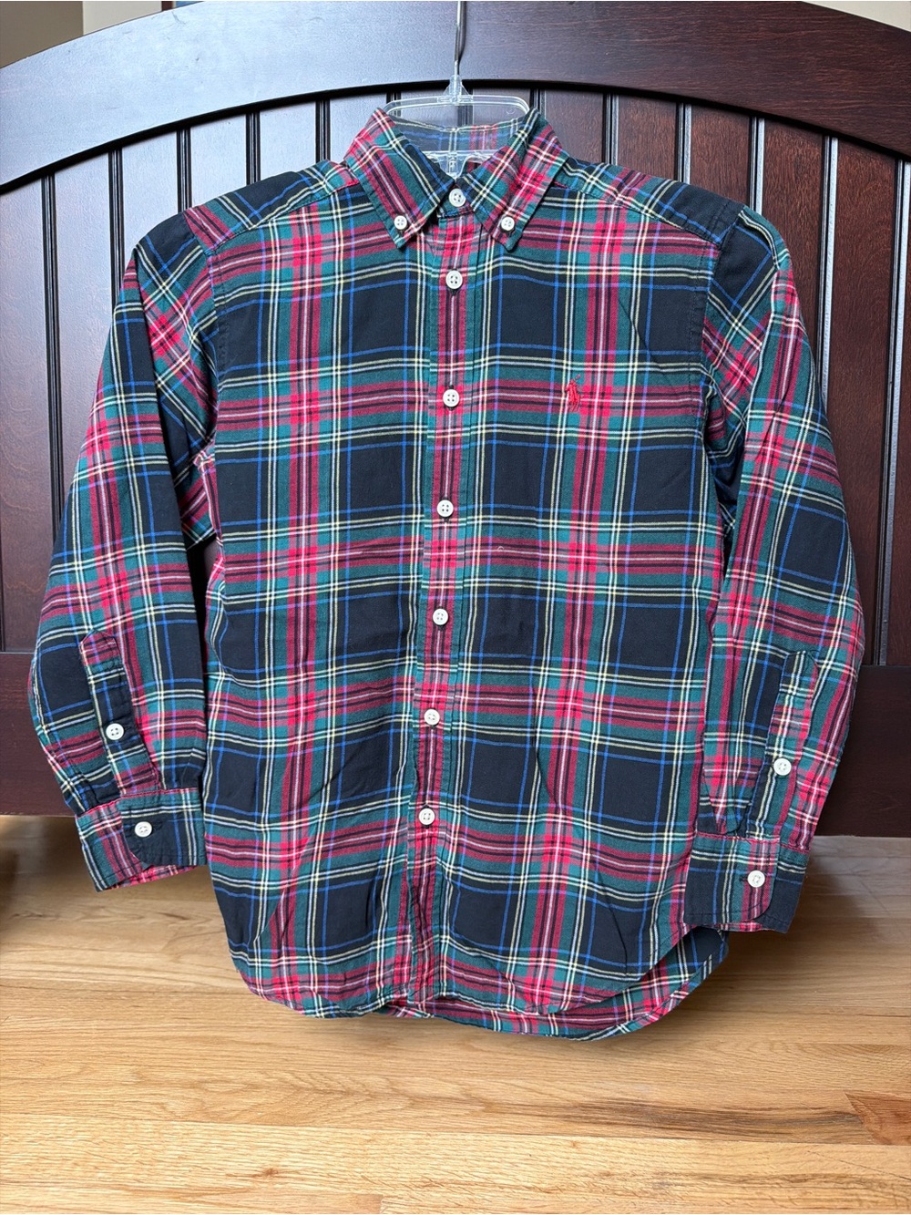 Ralph Lauren Boys Stewart Plaid Button Down Shirt Size Small